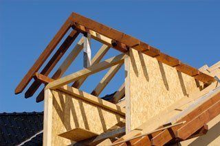 Roof framing under construction